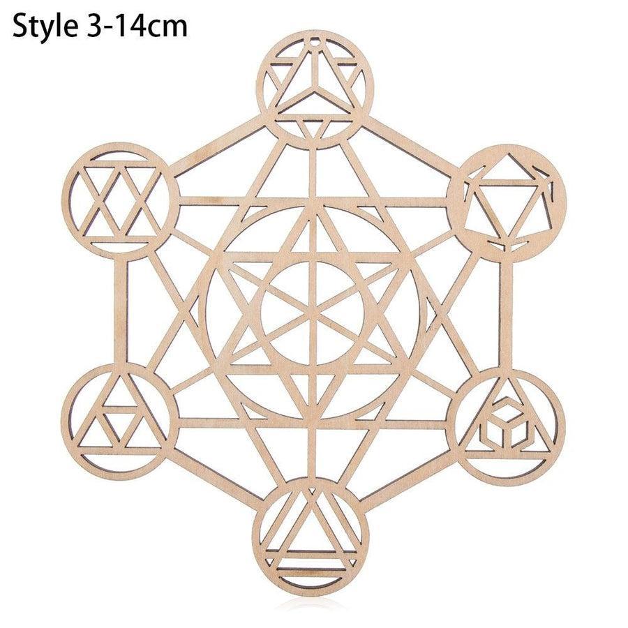 Fleur de vie en bois accrochée au mur, ambiance zen