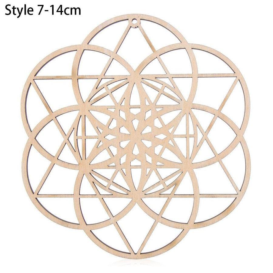 Détail des cercles concentriques de la Fleur de vie en bois