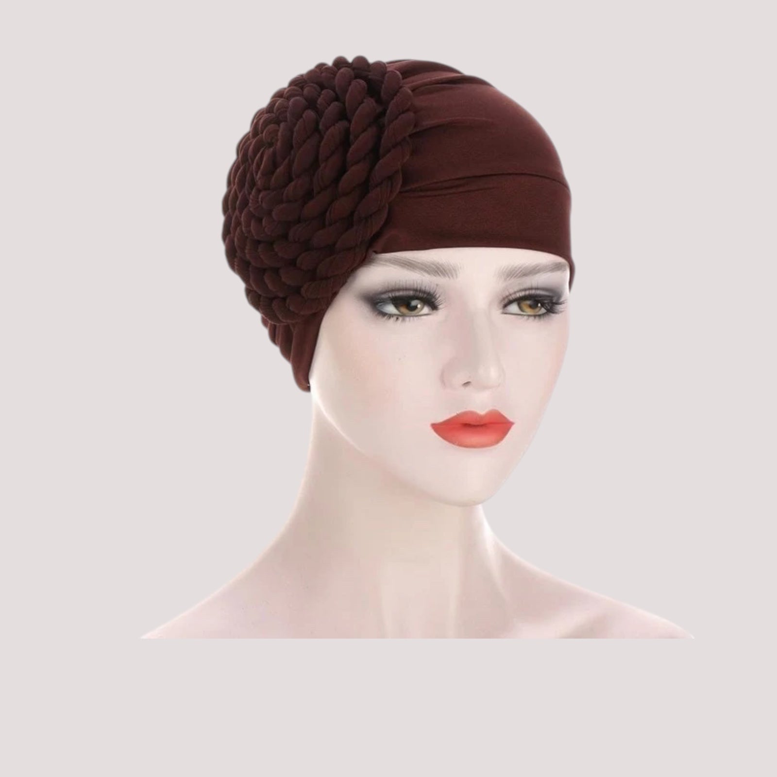 Foulard chimio marron en mousseline, vue de face