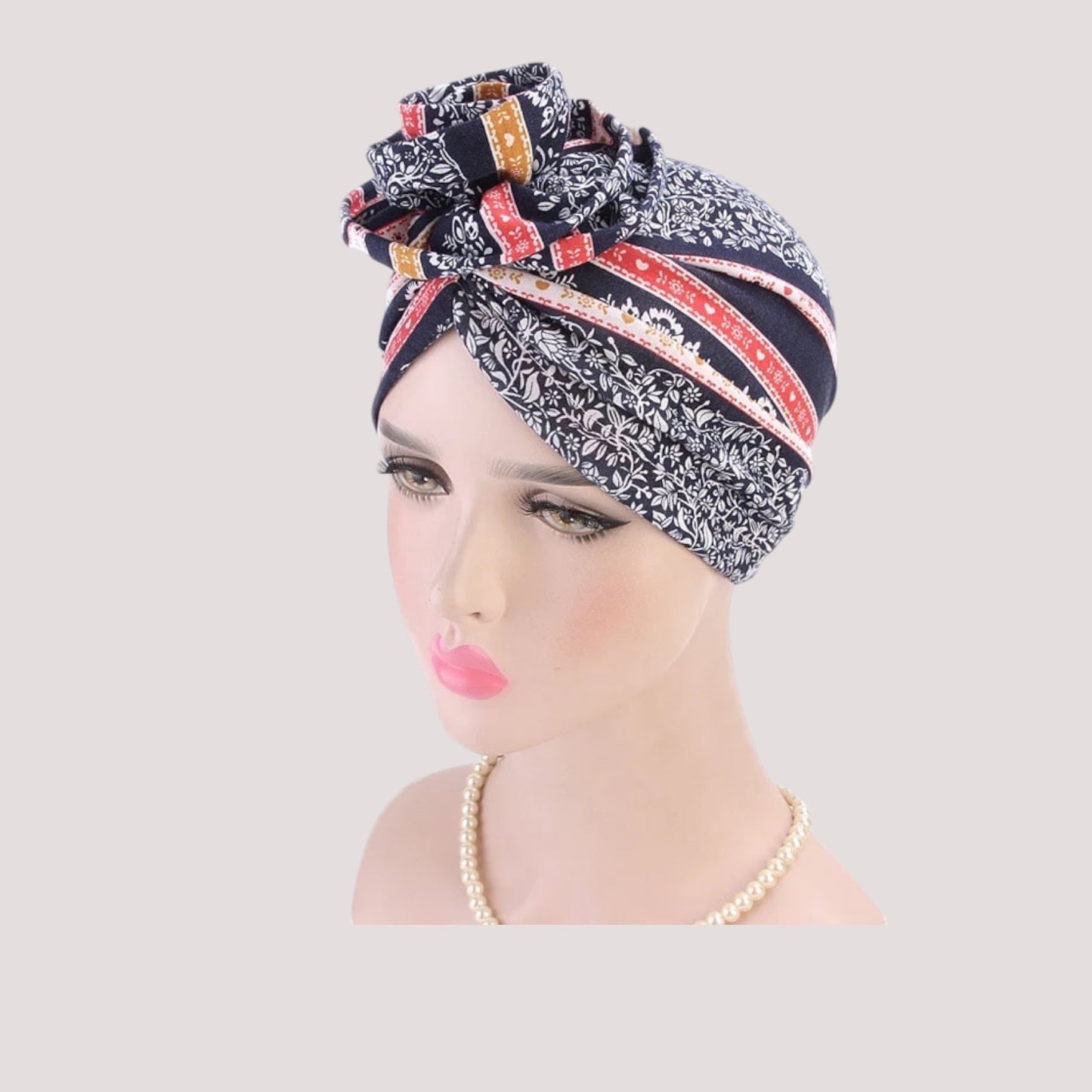 Foulard turban bleu en mousseline, élégant et respirant