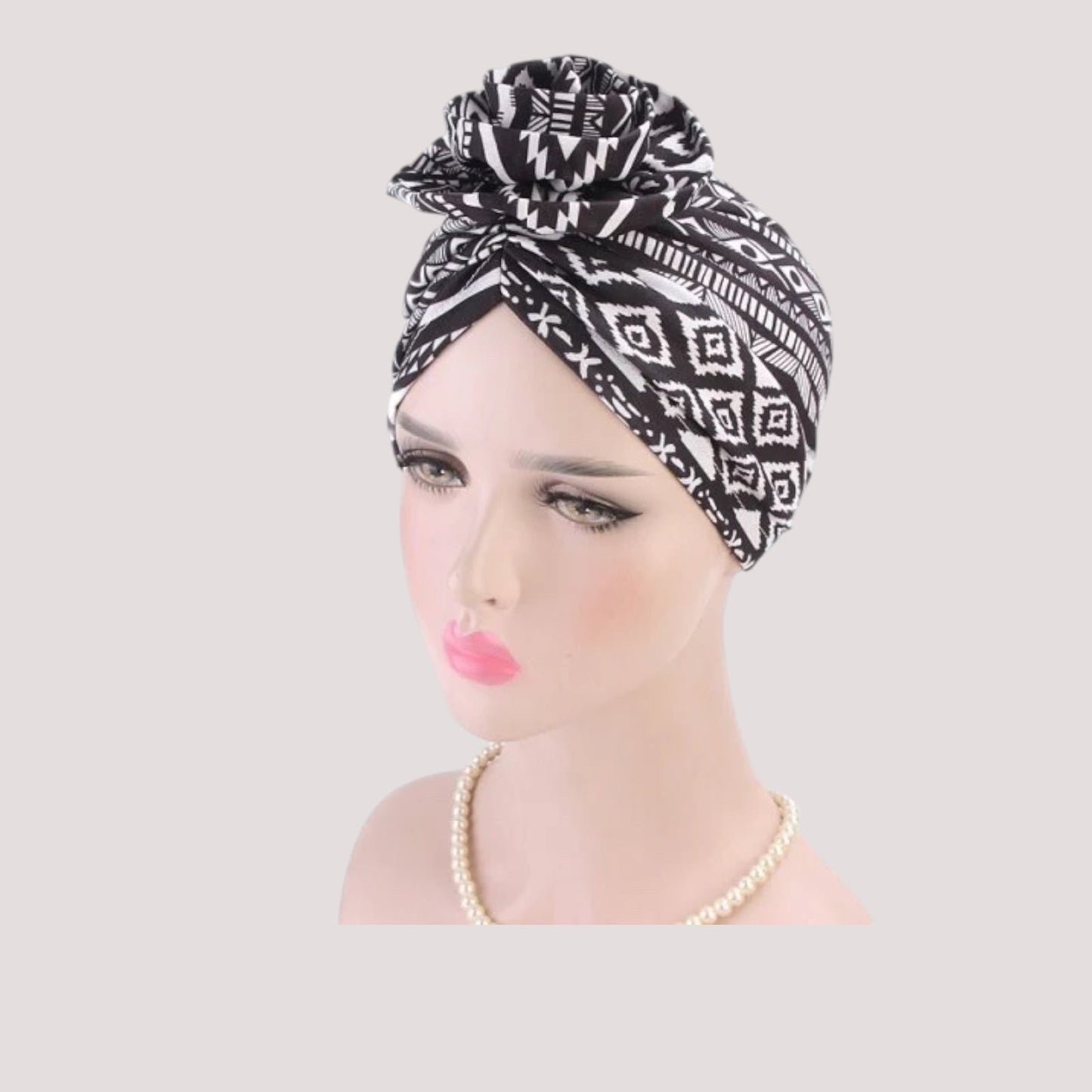 Foulard turban noir en mousseline, vue de côté