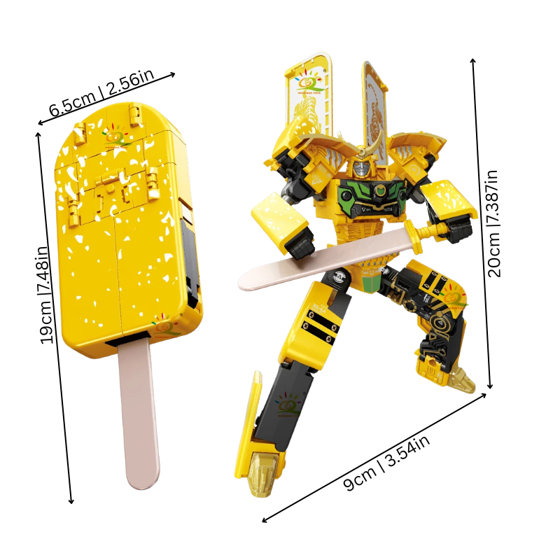 Comparaison de taille du jouet robot transformable en glace