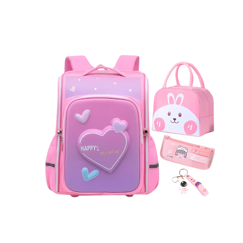 Ensemble complet rose avec sac à dos et accessoires assortis