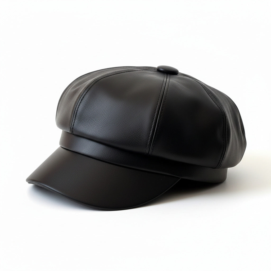 Gros plan sur la texture du cuir d'une casquette rétro