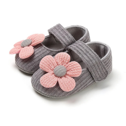 Chaussures bébé grises avec motifs floraux