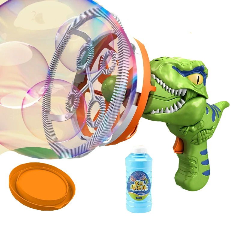 Blaster de bulles vert en ABS durable sur fond blanc