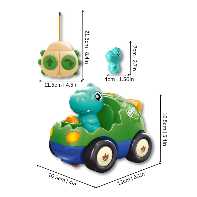 Voiture télécommandée verte en forme de dinosaure