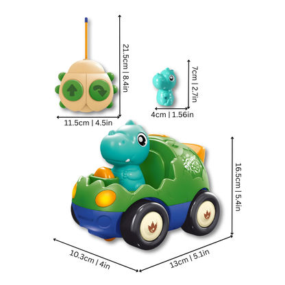 Voiture télécommandée verte en forme de dinosaure