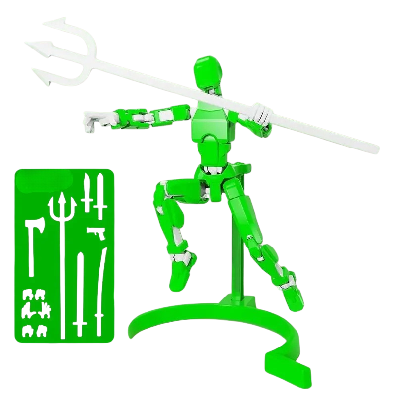 Figure magnétique flexible verte avec articulation visible