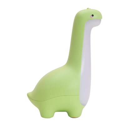 Veilleuse dinosaure en silicone vert sur fond neutre