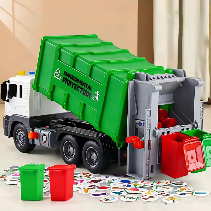 Camion poubelle vert en plastique durable