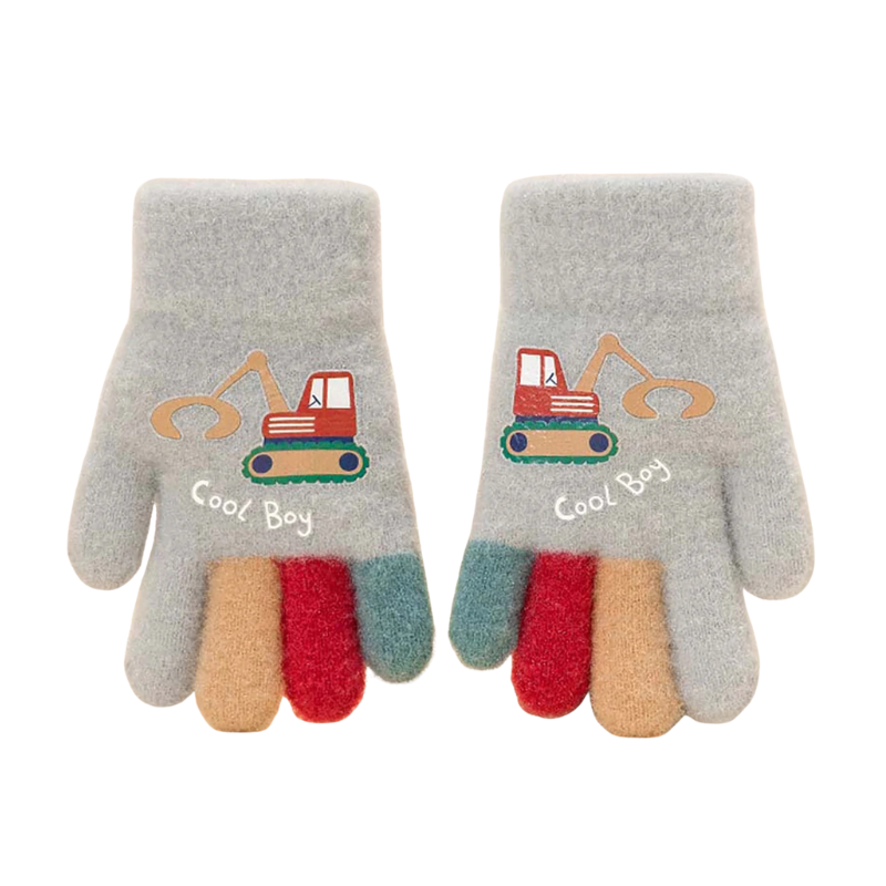 Gants gris pour enfants, chaleur coupe-vent