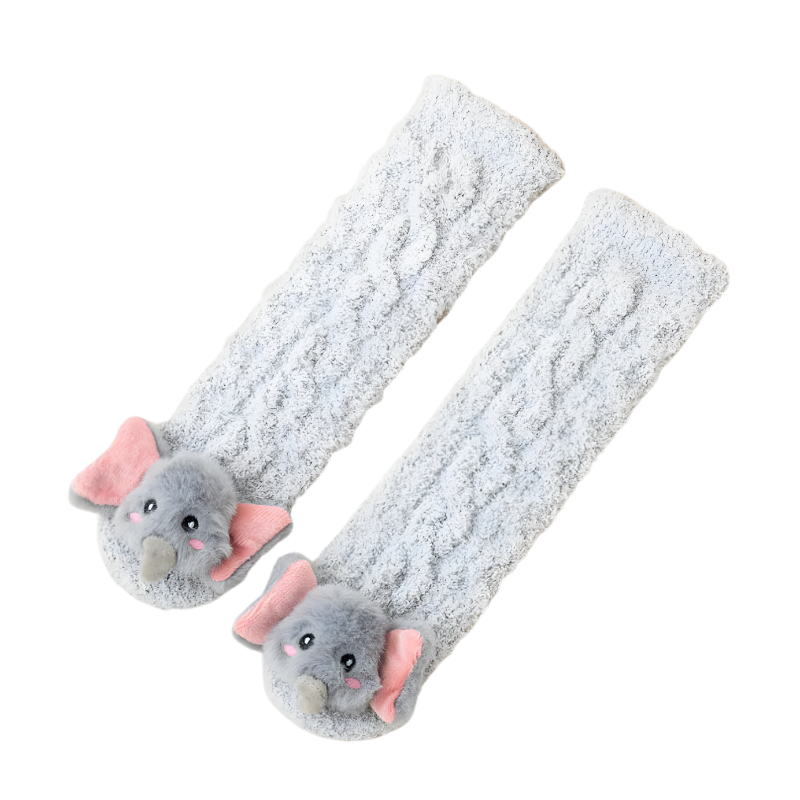 Chaussettes grises en laine d'agneau, détail de la maille