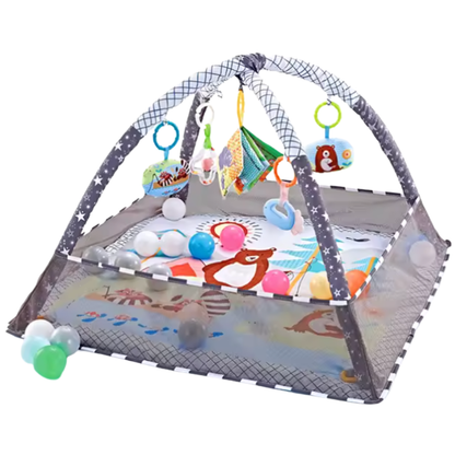Tapis d'activité gris pour bébé, idéal pour le temps sur le ventre