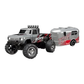 Mini monster truck RC gris avec remorque, en vue latérale