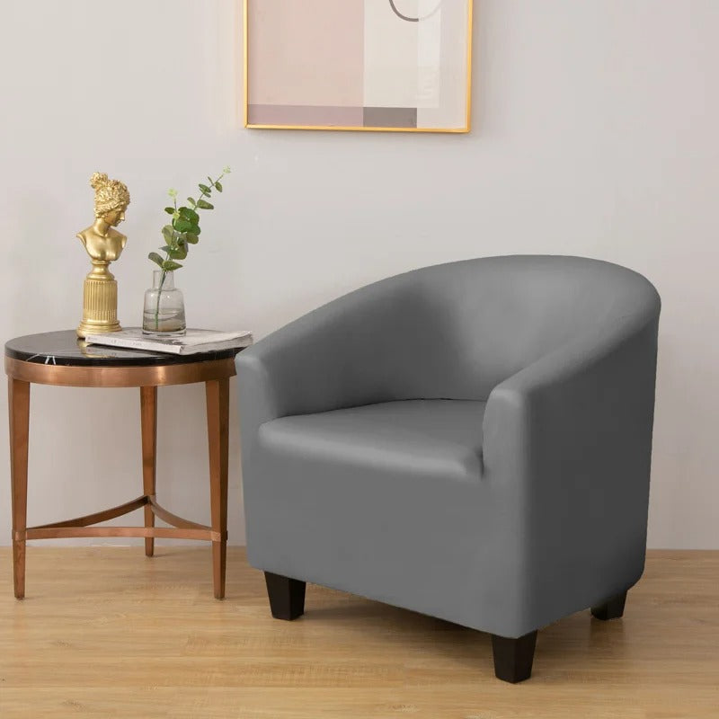 Housse en simili cuir gris foncé sur fauteuil cabriolet