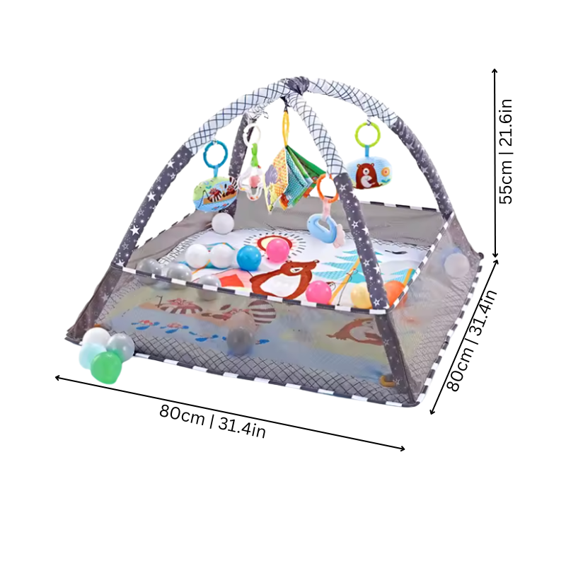 Dimensions du tapis d'activité pour bébé avec détails de taille