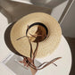 Chapeau de paille avec ruban noir, vue latérale