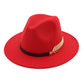 Chapeau Fedora vert olive avec bande en cuir