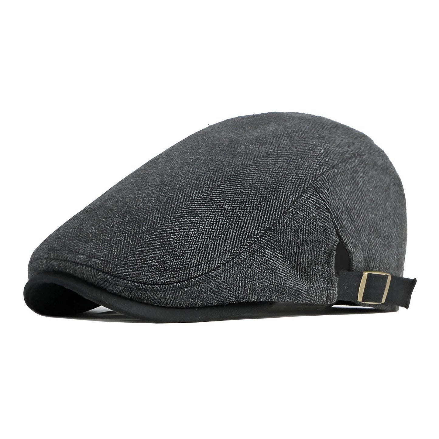 Profil d'un homme avec béret chevron, arrière-plan flou