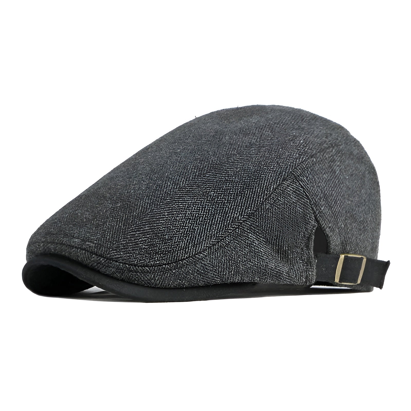 Profil d'un homme avec béret chevron, arrière-plan flou