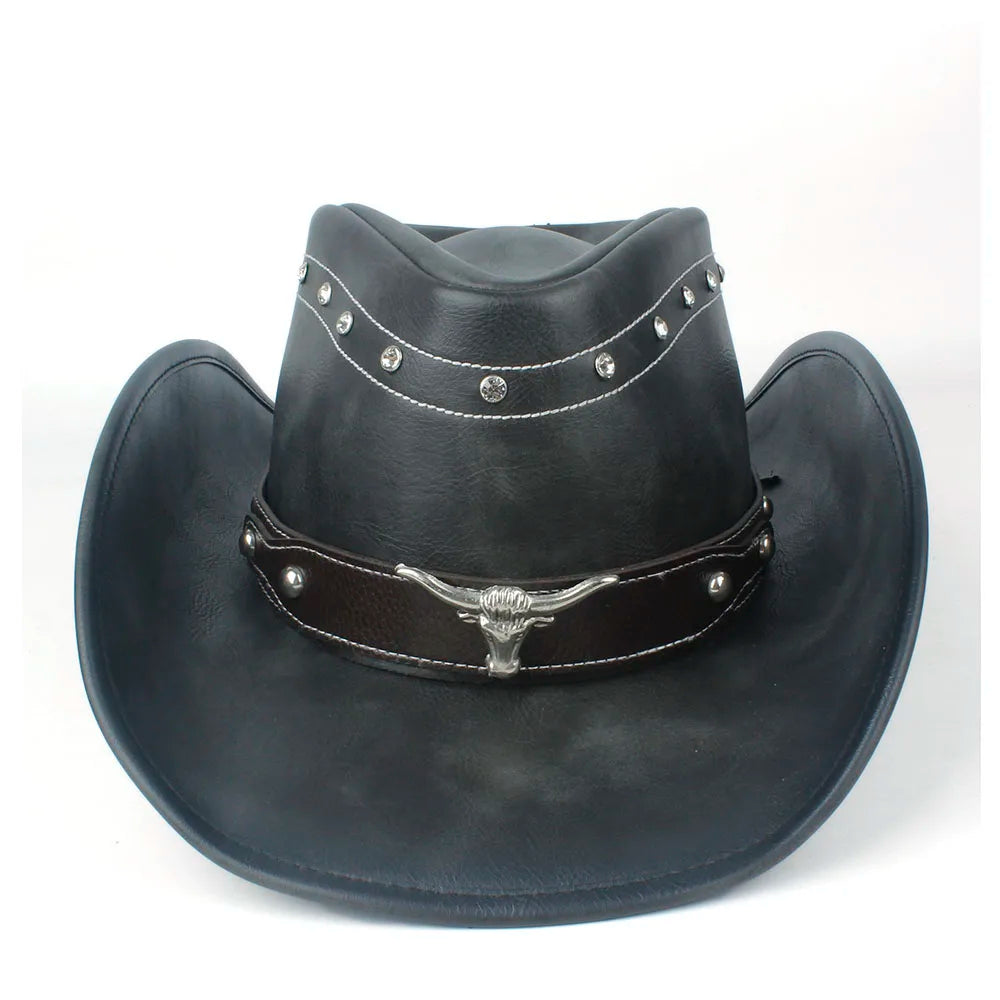 Chapeau Cowboy Cuir Véritable h44cb2eb6bd90489db3e96dfaf007070bc vue d'ensemble