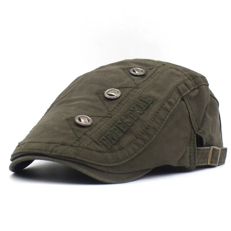 Béret homme avec broderie et boutons, style casual