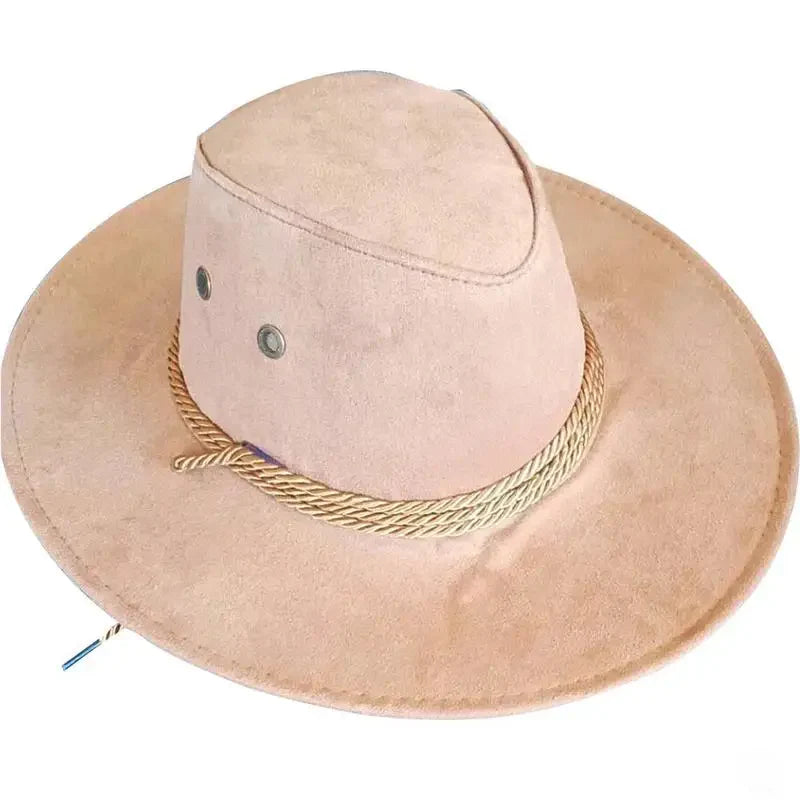 Chapeau cowboy en cuir avec bordure légèrement courbée