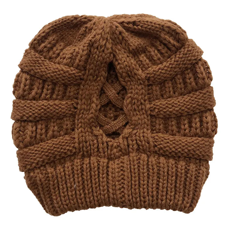Détail de la texture tricotée du bonnet