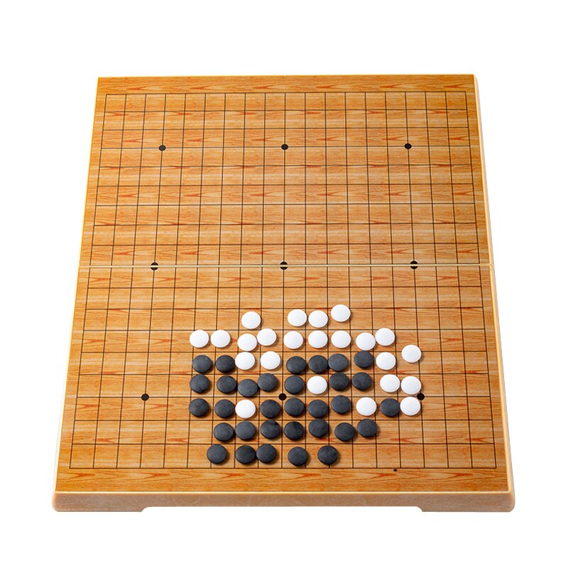Jeu de Go pliable avec pierres noires et blanches rangées