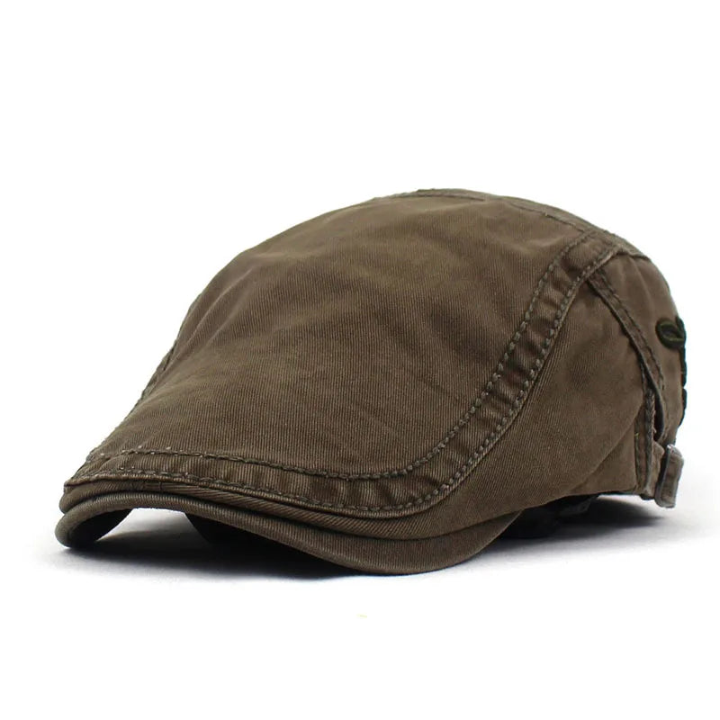 Béret beige en coton, détail du bord et de la texture