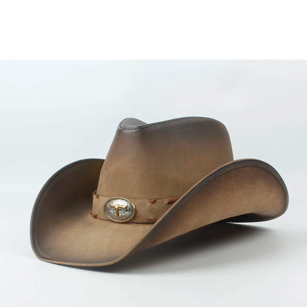 Chapeau Cowboy Cuir Véritable h726305281e764f4783d4b8d1aad3d8e4l vue de face