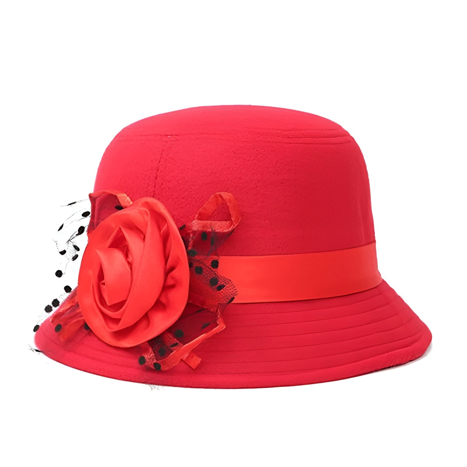 Vue arrière d'un chapeau cloche vert olive avec nœud