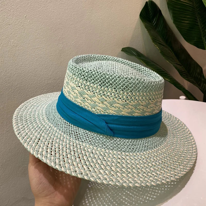 Chapeau de paille avec motif tressé complexe