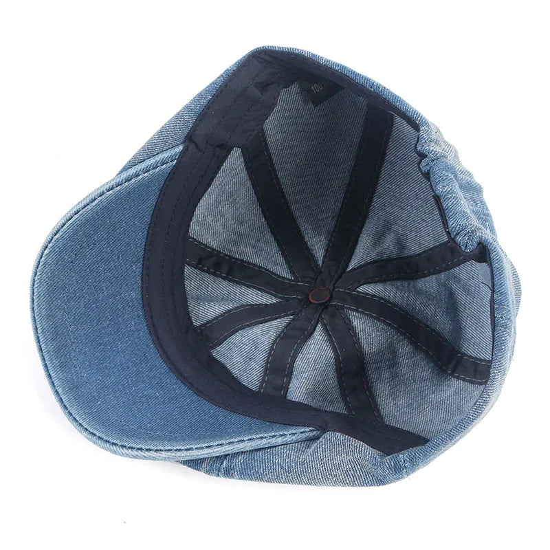 Casquette rétro-chic en denim avec bord de 6 cm
