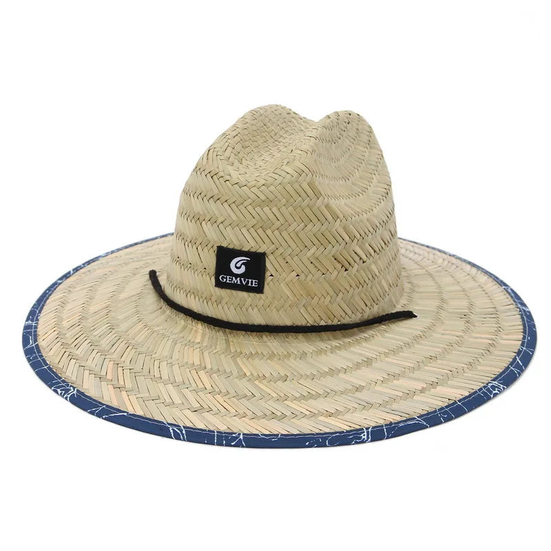 Chapeau de paille avec ombre projetée sur le sol