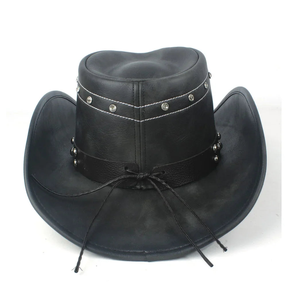 Chapeau Cowboy Cuir Véritable h9e4205c8cd3c432f857e0e71ea13c032h finitions visibles