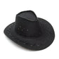 Vue de dessus d'un chapeau cowboy en cuir brun
