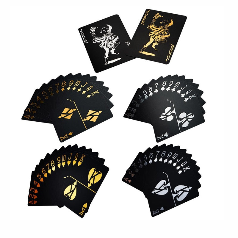 Cartes imperméables avec motif argenté sur fond noir