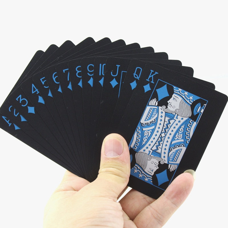 Cartes de jeu bleues étanches, détail du design