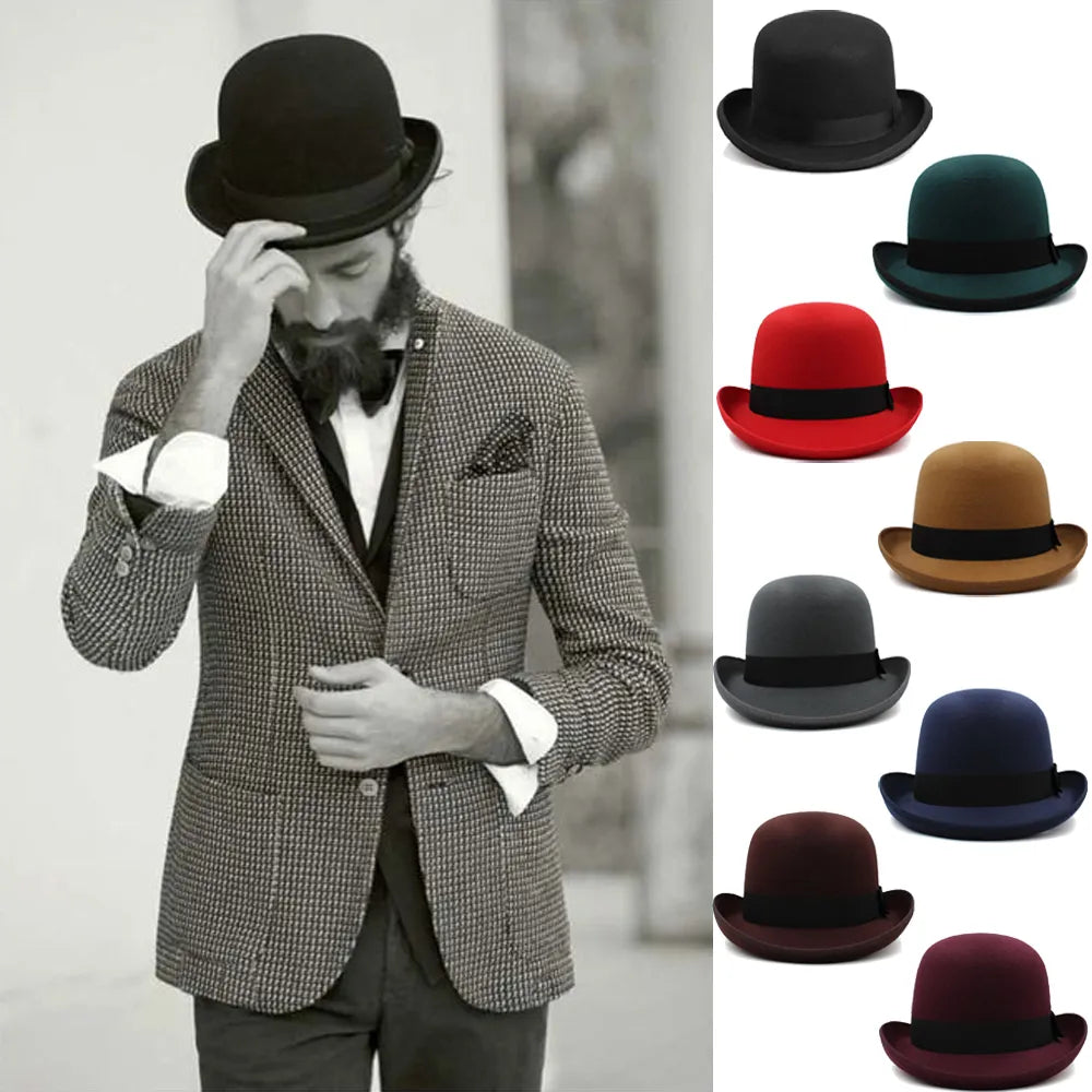 Chapeau melon porté par un mannequin en costume