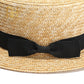 Chapeau de paille avec ruban noir, vue latérale