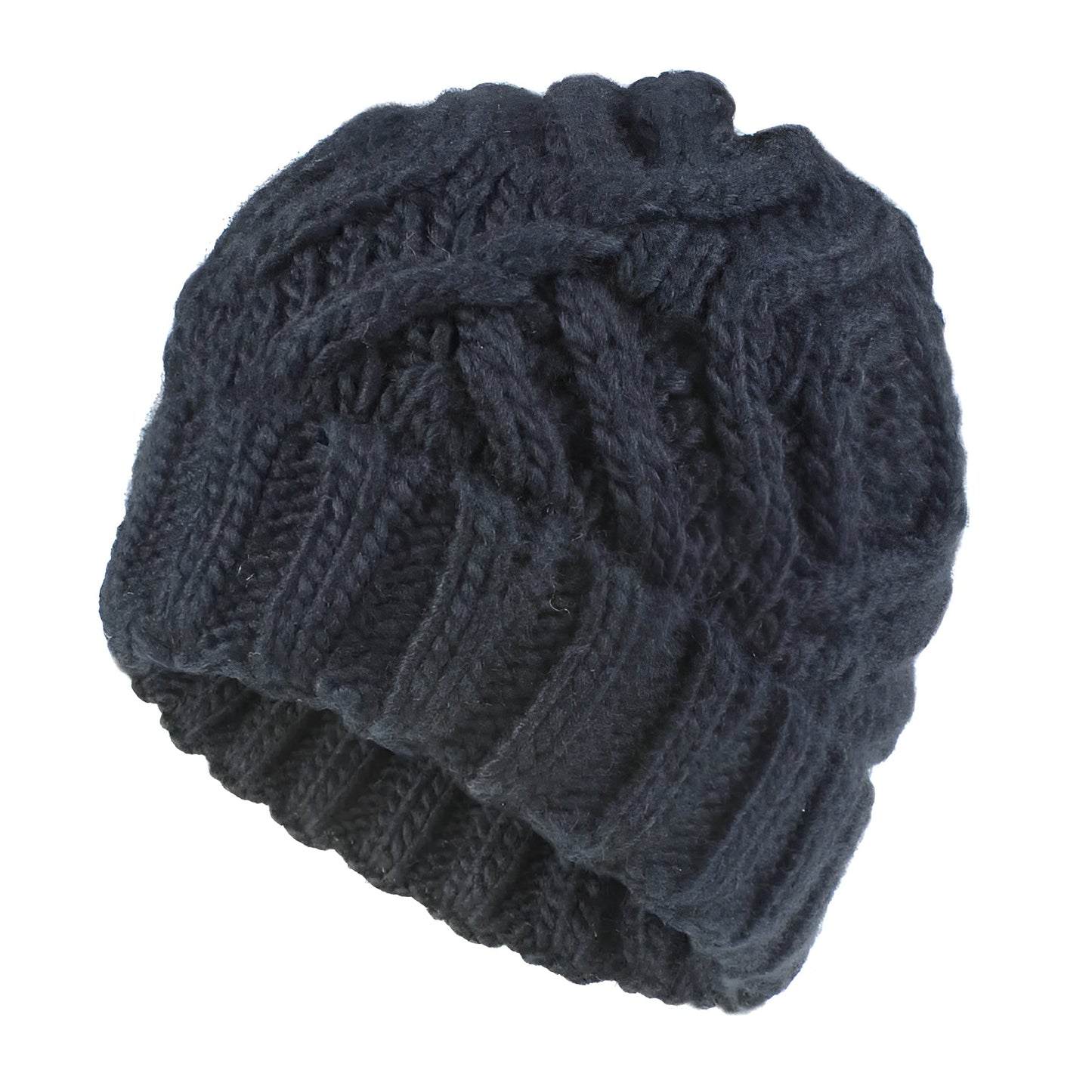 Vue de dessus du bonnet en tricot torsadé