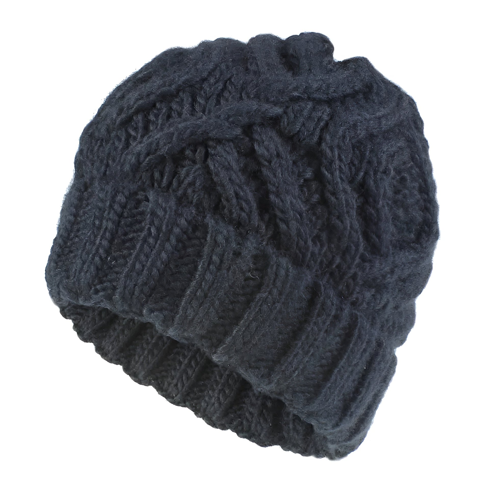 Vue de dessus du bonnet en tricot torsadé