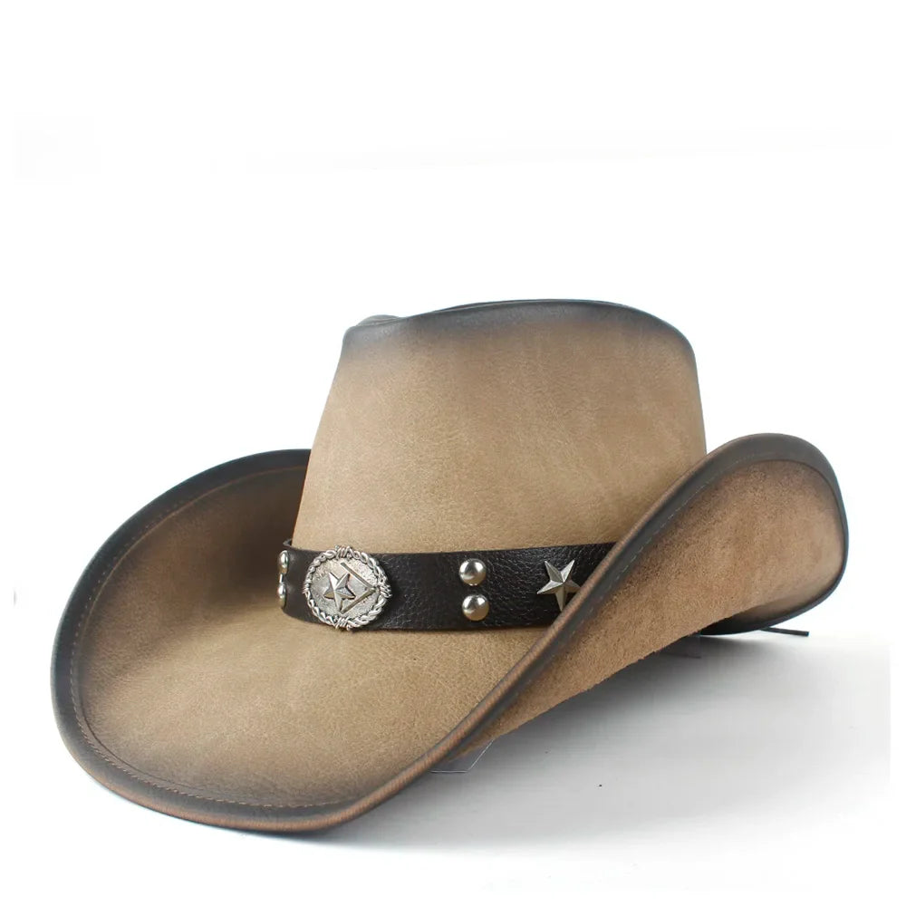 Chapeau Cowboy Cuir Véritable ha9b34a5d37524534bac6df4265ec4cb37 vue latérale
