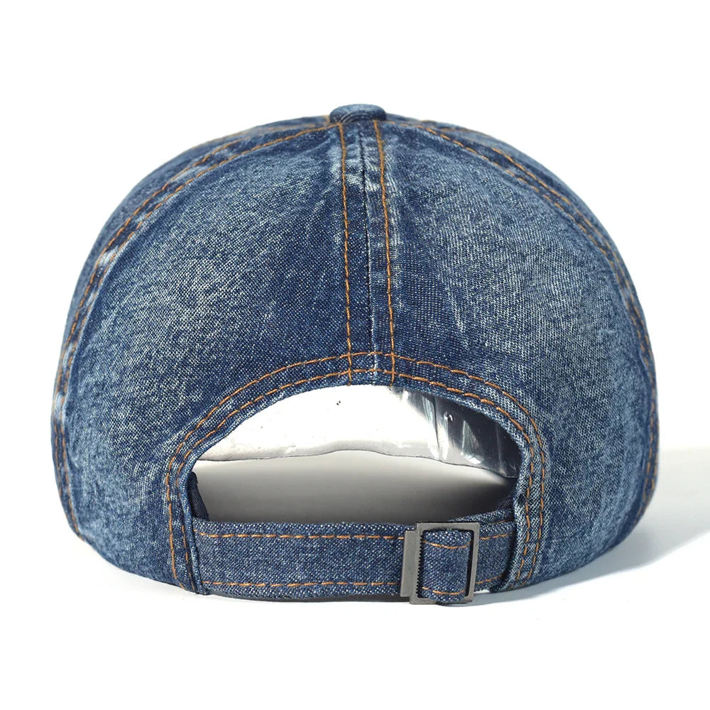 Casquette en denim avec boucle d'ajustement métallique