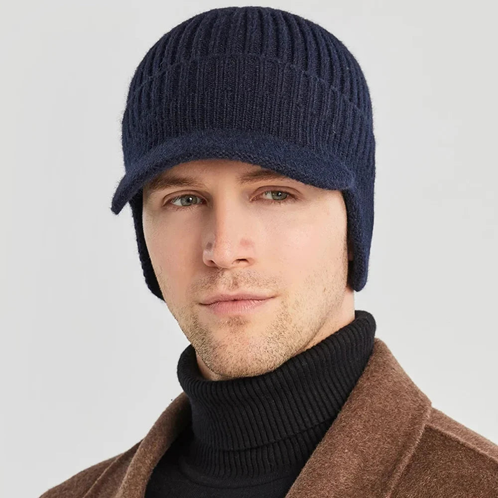 Bonnet casquette tricoté avec rabats pour oreilles