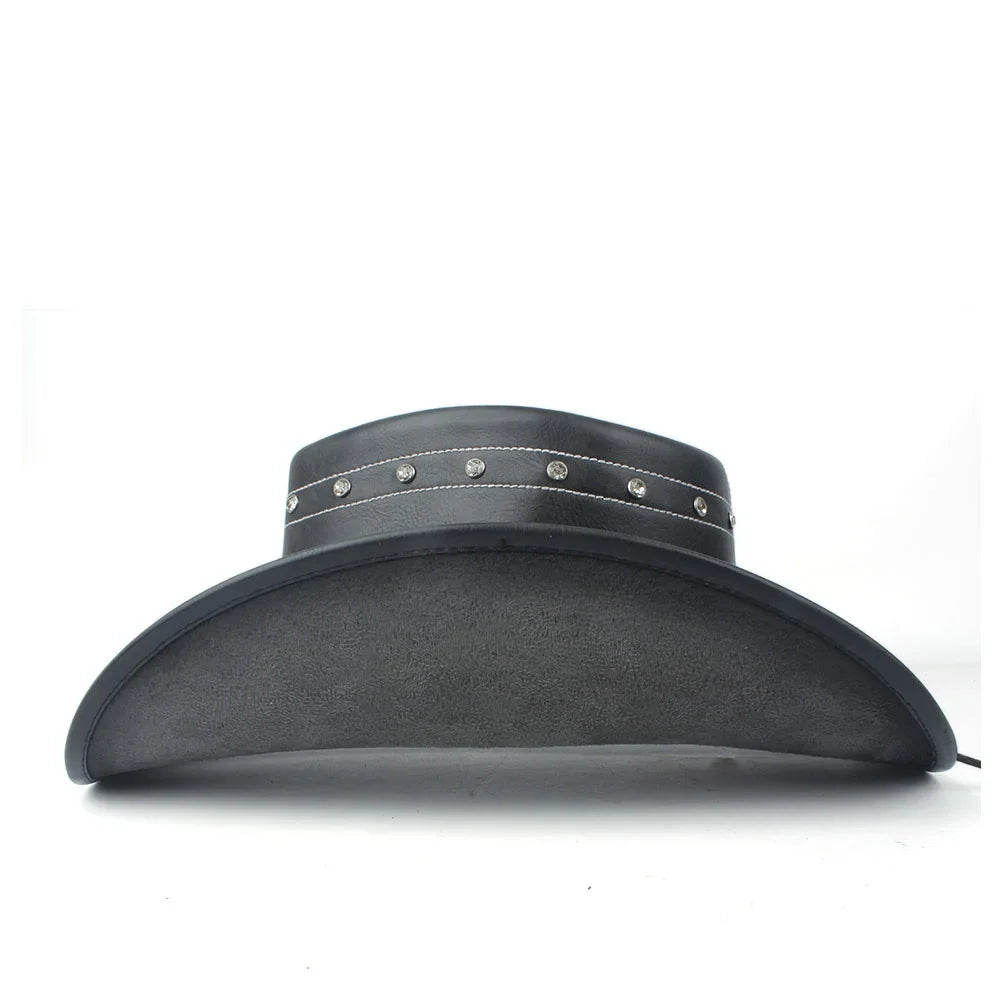 Chapeau Cowboy Cuir Véritable hc3db0d0a91f248b9b65144eba91f8cb7s vue rapprochée