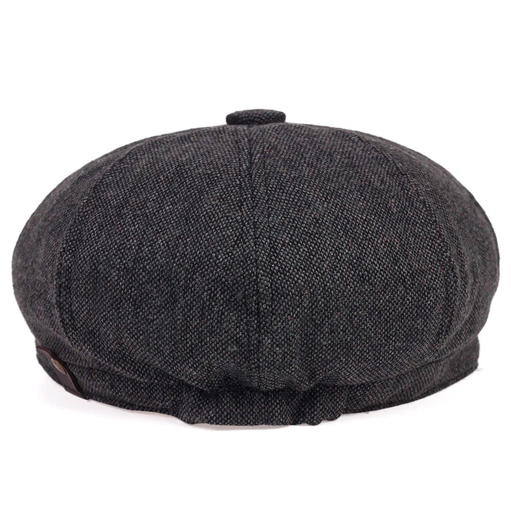 Casquette en tweed gris avec visière arrondie