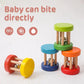 Hochet cylindrique en bois, cloche suspendue au centre